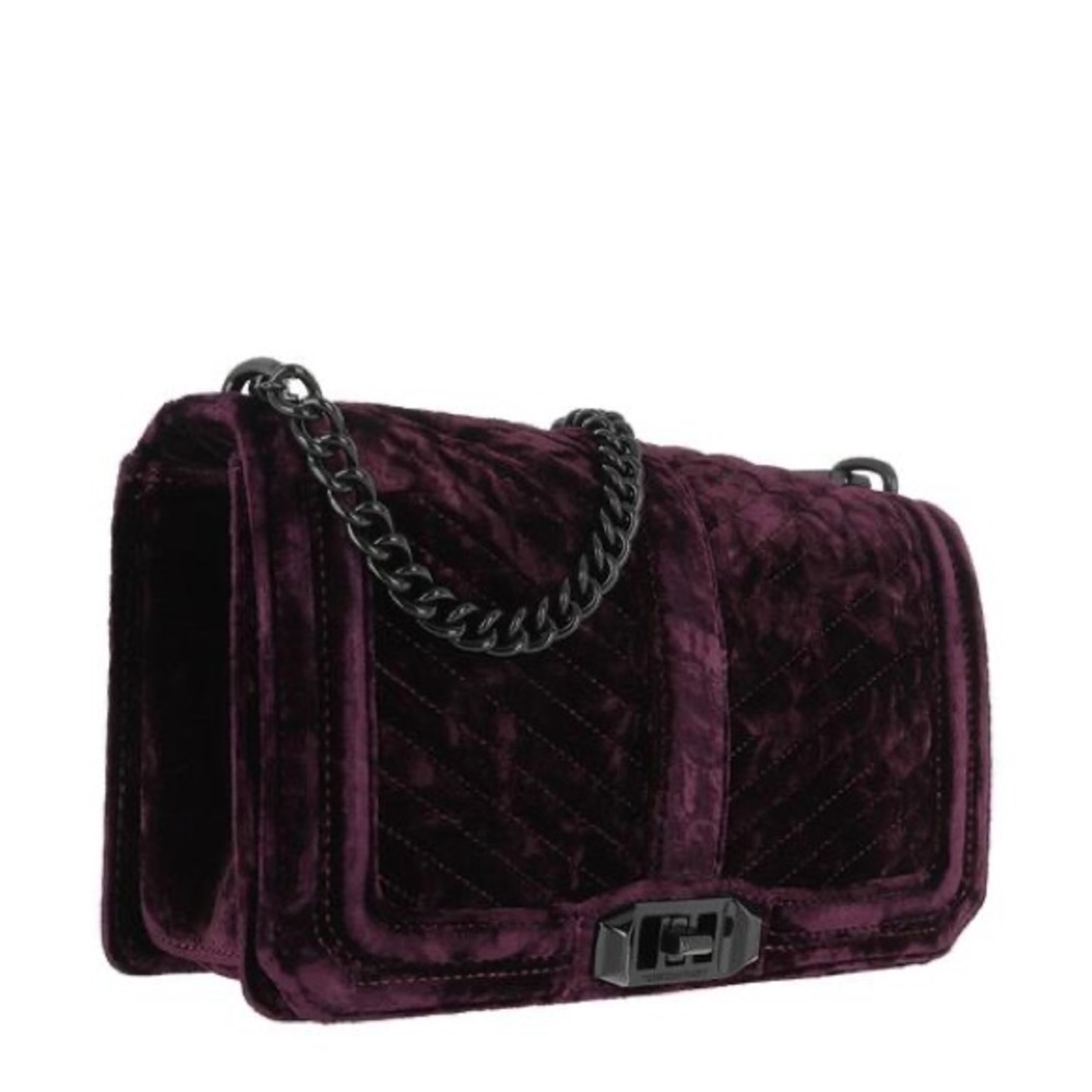 Rebecca Minkoff Crossbody Chevron Quilted Love Dark Cherry Velvet Crossbody